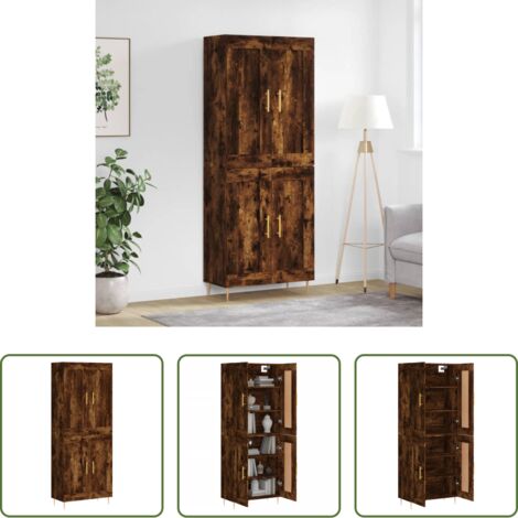 vidaXL Credenza in ferro -  Credenza Rovere Fumo  69,5x34x180 cm in Legno Multistrato