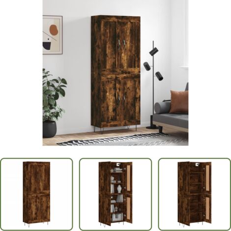 vidaXL Credenza in ferro -  Credenza Rovere Fumo  69,5x34x180 cm in Legno Multistrato