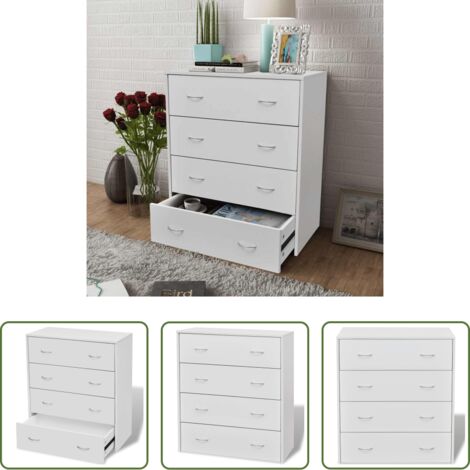 vidaXL Credenza in legno -  Credenza con 4 Cassetti 60x30,5x71 cm Bianca