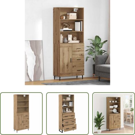 vidaXL Credenza in legno -  Credenza con cassetto Rovere artigianale 69,5 x 34 x 180 cm
