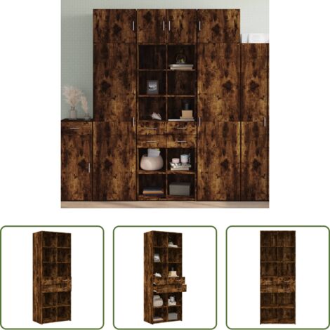 vidaXL Credenza in legno -  Credenza Rovere Fumo 70x42,5x185 cm in Legno Multistrato