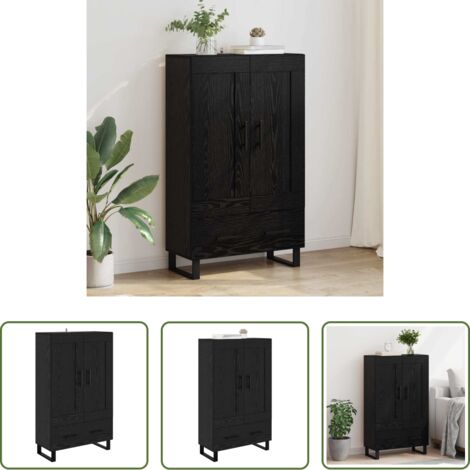 vidaXL Credenza in legno -  Credenza Rovere Nero 69,5 x 31 x 115 cm Legno multistrato