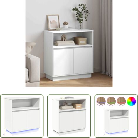 vidaXL Credenza in legno -  Madia LED Bianco 71 x 34,5 x 75 cm Legno multistrato