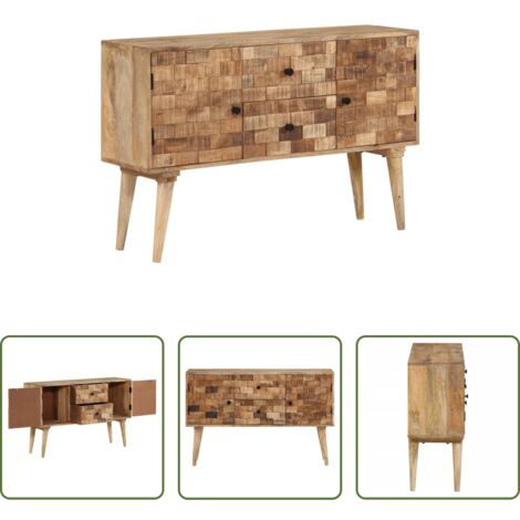 vidaXL Credenza in legno massello -  Credenza 110x30x70 cm in Legno Massello di Mango