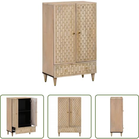 vidaXL Credenza in legno massello -  Credenza 60x33x110 cm in Legno Massello di Mango