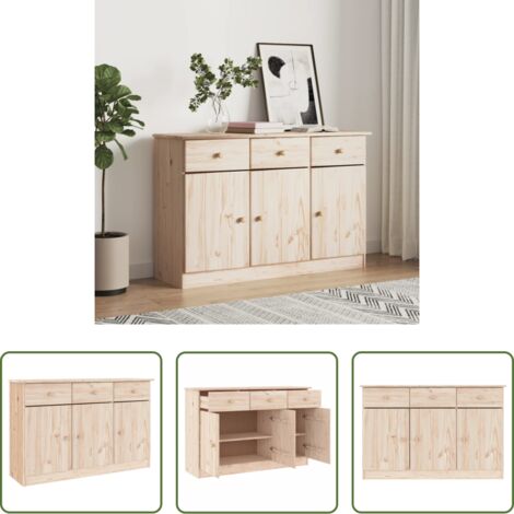 vidaXL Credenza in legno massello -  Credenza ALTA 112x35x73 cm in Legno Massello di Pino