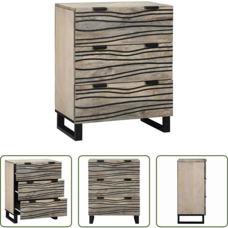 vidaXL Credenza in legno massello -  Credenza Bianco 60 x 33.5 x 75 cm Legno massello di mango