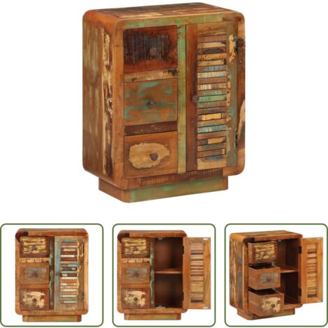 vidaXL Credenza in legno massello -  Credenza con 3 Cassetti 55x30x70 cm Legno Massello di Recupero