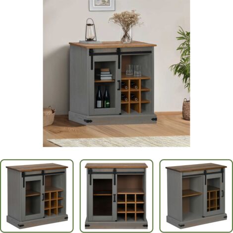 vidaXL Credenza in legno massello -  Credenza HALDEN con Anta Scorrevole 80x40x80 cm Legno Massello
