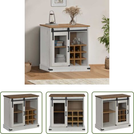 vidaXL Credenza in legno massello -  Credenza HALDEN con Anta Scorrevole 80x40x80 cm Legno Massello