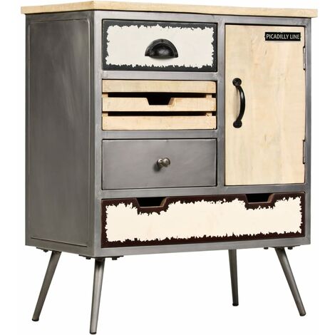 Credenza in Legno Massello di Mango e Acciaio 65x33x76cm