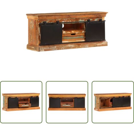 vidaXL Credenza in legno massello -  Mobile Porta TV 110x30x45 cm in Legno Massello di Recupero