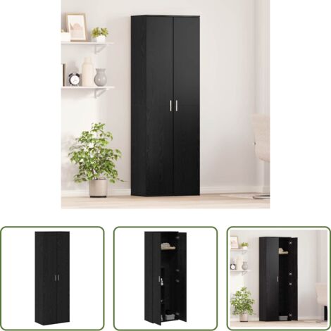 vidaXL Credenza in legno multistrato - Alto mobile Rovere nero 60 x 35 x 180 cm Legno multistrato