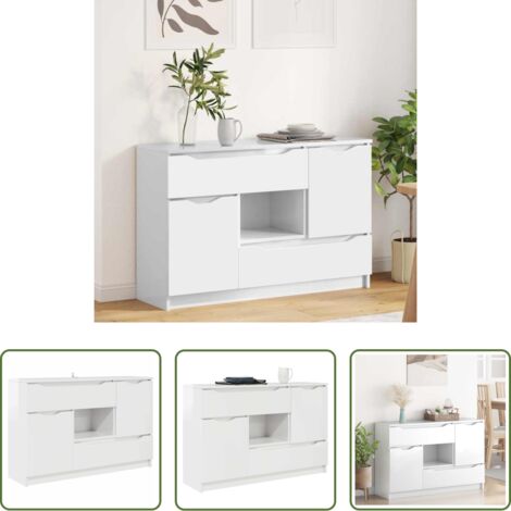 vidaXL Credenza in legno multistrato -  Credenza Bianco Lucido 100 x 30 x 65,6 Legno multistrato