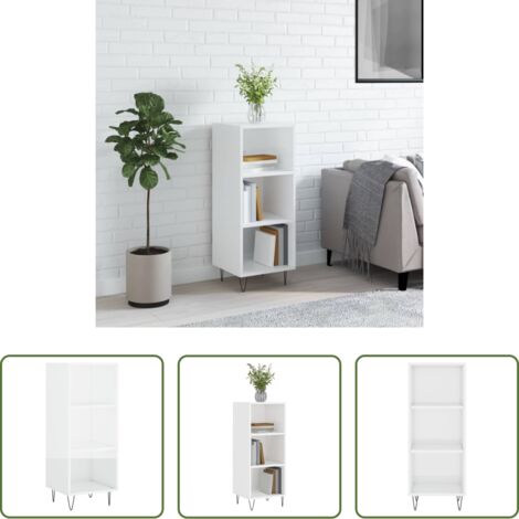 vidaXL Credenza in legno multistrato -  Credenza Bianco Lucido 34,5x32,5x90 cm in Legno Multistrato