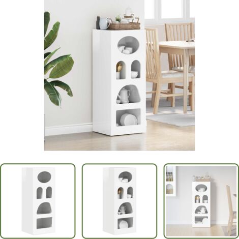 vidaXL Credenza in legno multistrato -  Credenza Bianco Lucido 40 x 35 x 100,5 cm Legno multistrato