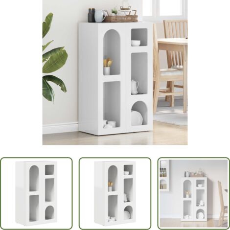 vidaXL Credenza in legno multistrato -  Credenza Bianco Lucido 59 x 35 x 100,5 cm Legno multistrato