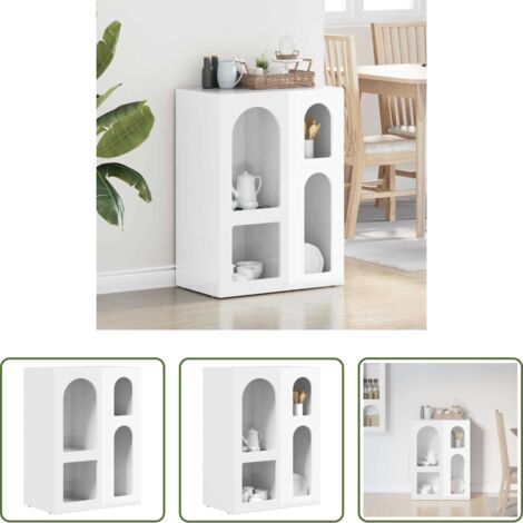 vidaXL Credenza in legno multistrato -  Credenza Bianco Lucido 59 x 35 x 80.5 cm Legno multistrato