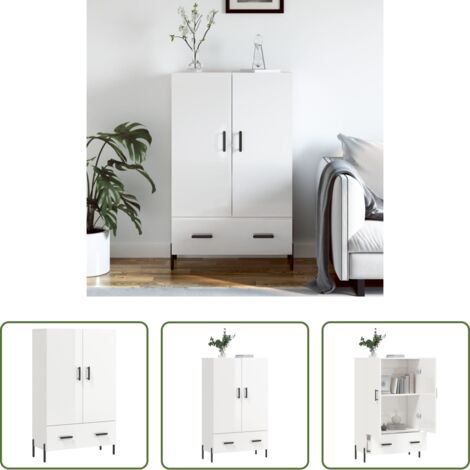 vidaXL Credenza in legno multistrato -  Credenza Bianco Lucido 69,5x31x115 cm in Legno Multistrato