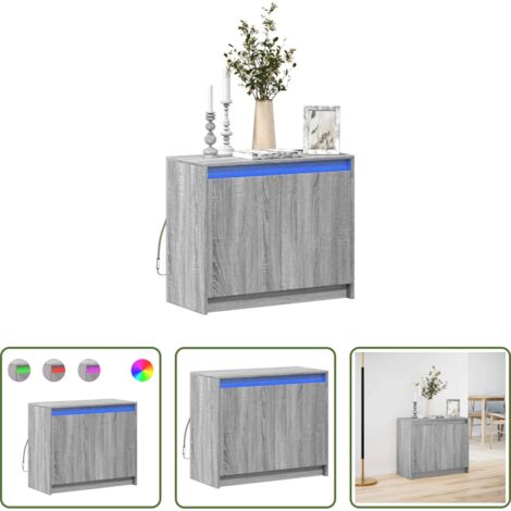 vidaXL Credenza in legno multistrato -  Credenza con LED Grigio Sonoma 72x34x61 cm in Legno Multistrato