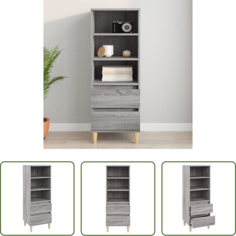 vidaXL Credenza in legno multistrato -  Credenza Grigio Sonoma 40x36x110 cm in Legno Multistrato