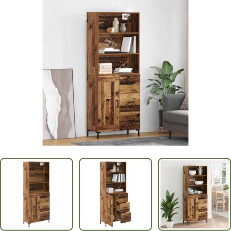vidaXL Credenza in legno multistrato - Credenza Legno vecchio 69,5 x 34 x 180 cm Legno multistrato