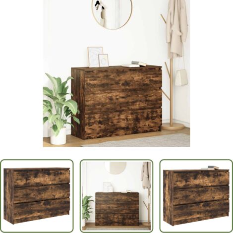 vidaXL Credenza in legno multistrato -  Credenza Rovere Fumo 100x35x76 cm in Legno Multistrato