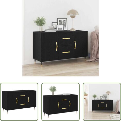 vidaXL Credenza in legno multistrato -  Credenza Rovere Nero 100 x 36 x 60 cm Legno multistrato