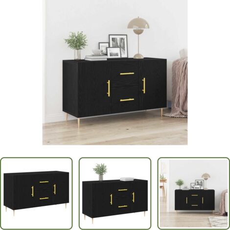vidaXL Credenza in legno multistrato -  Credenza Rovere Nero 100 x 36 x 60 cm Legno multistrato