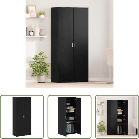 vidaXL Credenza in legno multistrato -  Credenza Rovere nero 80 x 39 x 178 cm Legno multistrato