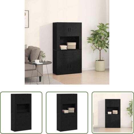 vidaXL Credenza in legno recuperato -  Highboard Rovere nero 80 x 33 x 150 cm Legno multistrato