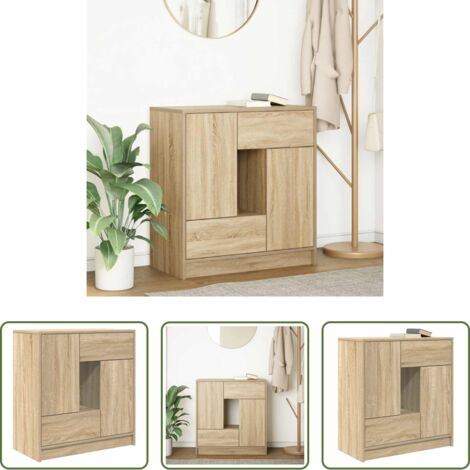 vidaXL Credenza in legno tecnico - Credenza con Cassetti e Ante Rovere Sonoma 70,5x34x74,5 cm