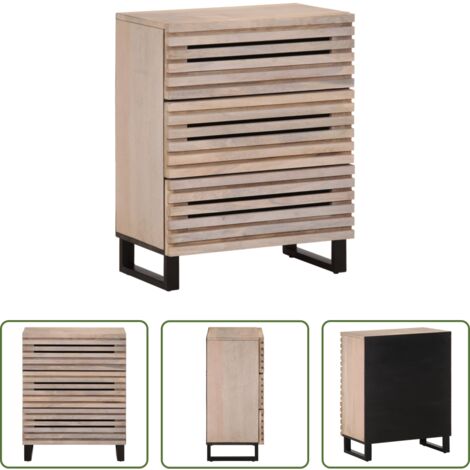 vidaXL Credenza in mango -  Credenza Bianca 60x34x75 cm in Legno Massello di Mango