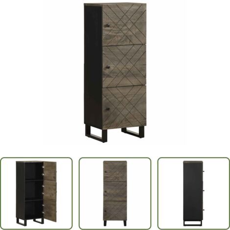 vidaXL Credenza in mango -  Credenza Nera 40x33x110 cm in Legno Massello di Mango