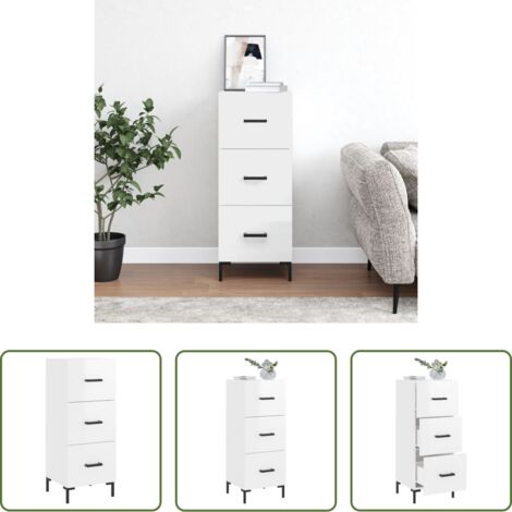 vidaXL Credenza in metallo -  Credenza Bianco Lucido 34,5x34x90 cm in Legno Multistrato