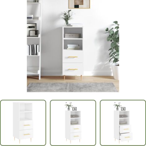 vidaXL Credenza in metallo -  Credenza Bianco Lucido 34,5x34x90 cm in Legno Multistrato