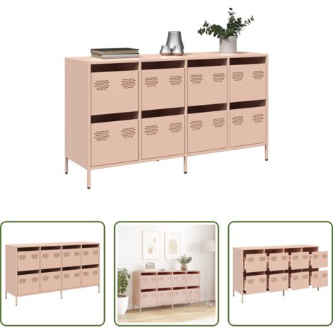 vidaXL Credenza in metallo -  Credenza Rosa 135x39x73,5 cm in Acciaio Laminato a Freddo
