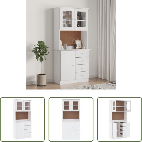 vidaXL Credenza in pino -  Credenza ALTA Bianca 77x35x165 cm in Legno Massello di Pino
