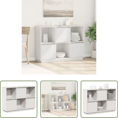 vidaXL Credenza in pino - Credenza Bianca 110,5x35x80 cm in Legno Massello di Pino