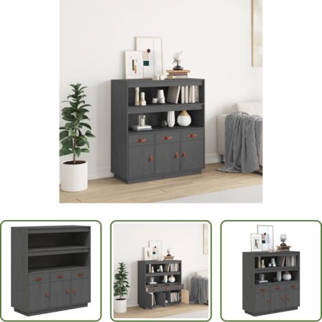 vidaXL Credenza in pino -  Credenza Grigia 100x40x108,5 cm in Legno Massello di Pino