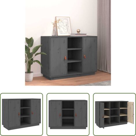 vidaXL Credenza in pino -  Credenza Grigia 100x40x75 cm in Legno Massello di Pino
