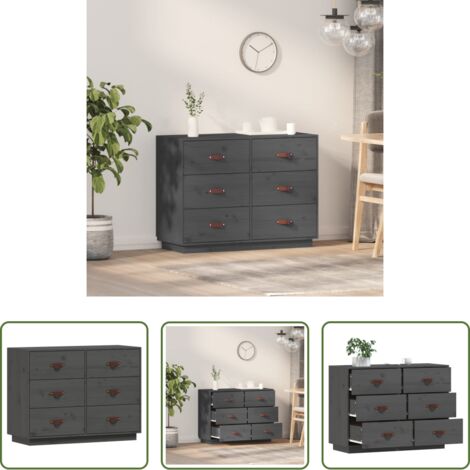 vidaXL Credenza in pino -  Credenza Grigia 100x40x75 cm in Legno Massello di Pino