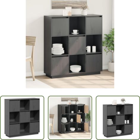 vidaXL Credenza in pino - Credenza Grigia 110,5x35x117 cm in Legno Massello di Pino