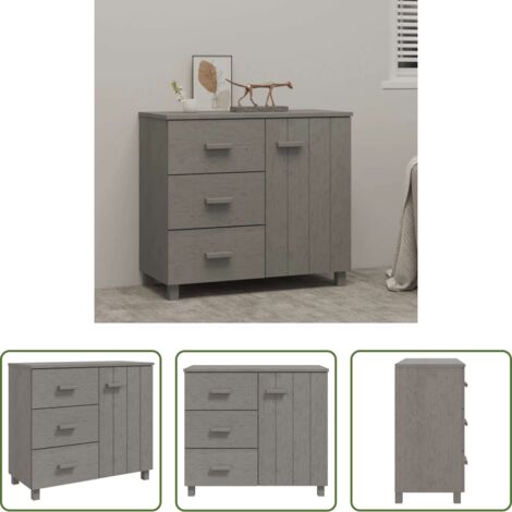 vidaXL Credenza in pino -  Credenza HAMAR Grigio Chiaro 90x40x80 cm Legno Massello di Pino