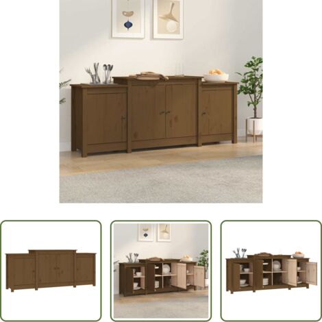 vidaXL Credenza in pino -  Credenza Marrone ambra 164x37x68 cm in Legno Massello di Pino