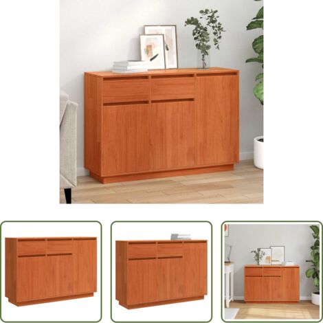 vidaXL Credenza in pino -  Credenza Marrone cerato 110 x 34 x 75 cm Pino massello