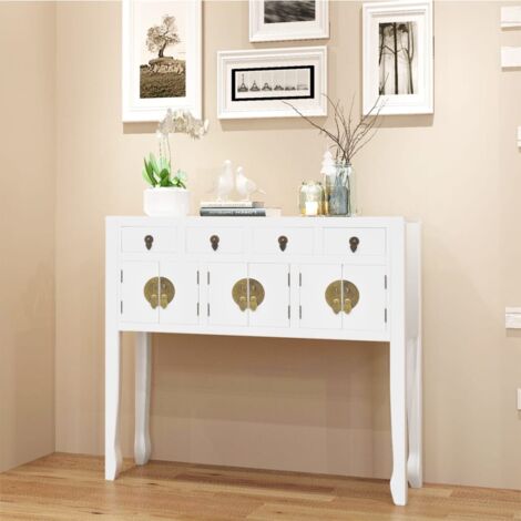 vidaXL Credenza in Stile Cinese in Legno Massello Bianca