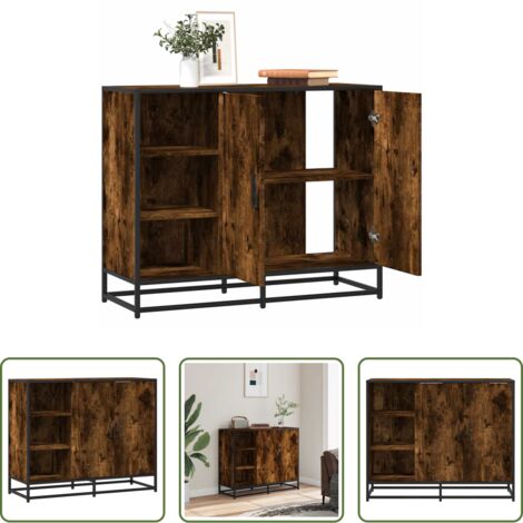 vidaXL Credenza in truciolato -  Credenza Rovere Fumo 92x35x76 cm in Legno Multistrato