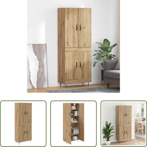 vidaXL Credenza in vetro -  Credenza 2 pcs Rovere artigianale Legno ingegnerizzato e vetro