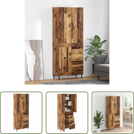 vidaXL Credenza in vetro e legno -  Credenza 2 pcs Legno vecchio Legno Stratificato e Vetro